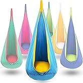 Y-STOP Kids Pod Swing Seat, Hanging Hammock Chair with Inflatable Pillow, Sensory Swing Chair with Pocket for Indoor and Outdoor (Blue Yellow)