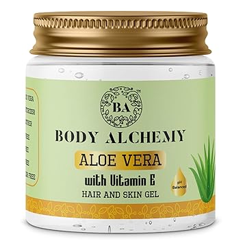 Body Alchemy 99% Pure Aloe Vera Multipurpose Gel For Skin and Hair, Vitamin E (Paraben Free/Non Comedogenic), 200g