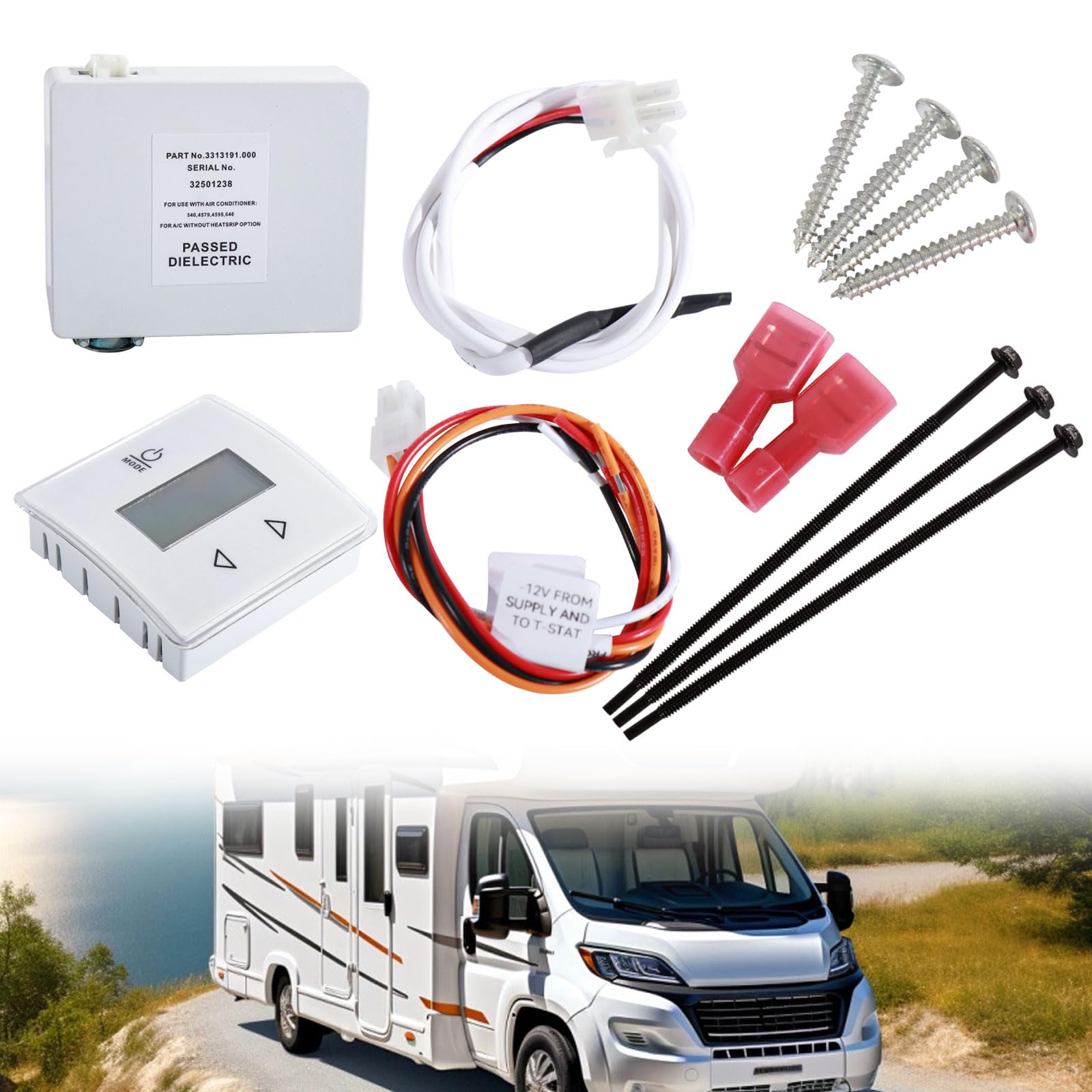 Photo 1 of RV Wall Thermostat Relay Box Kit with Control Panel Compatible with Dometic Coleman White Wall Thermostat Replace 3316230.700, 3316230.000