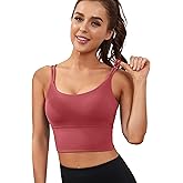Everrysea Sports Bras for Women High Support Longline Workout Tank Tops Built in Bra Strappy Yoga Padded Crop Top