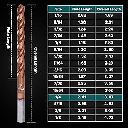 Bestwork 1/4" Three Flute Cobalt Drill Bit Set, M35