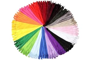 SUMAJU 100 Pcs Nylon Zippers - 7.8 Inch Coil Zippers for Sewing Crafts in 20 Assorted Colors