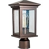 Jetima Outdoor Post Light, Waterproof Pole Lantern Lighting Fixture with Tempered Clear Seeded Glass, Oil Rubbed Bronze (ORB)