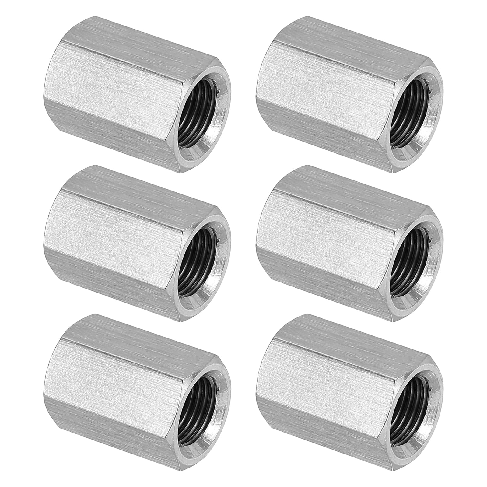 PATIKIL M10 x 1-Pitch 304 Stainless Steel Hex Coupling Nuts, 6Pcs 20mm/ 0.8" Length Fully Threaded Rod Coupling Nut Studding Connector Fasteners, Silver Tone — image 1