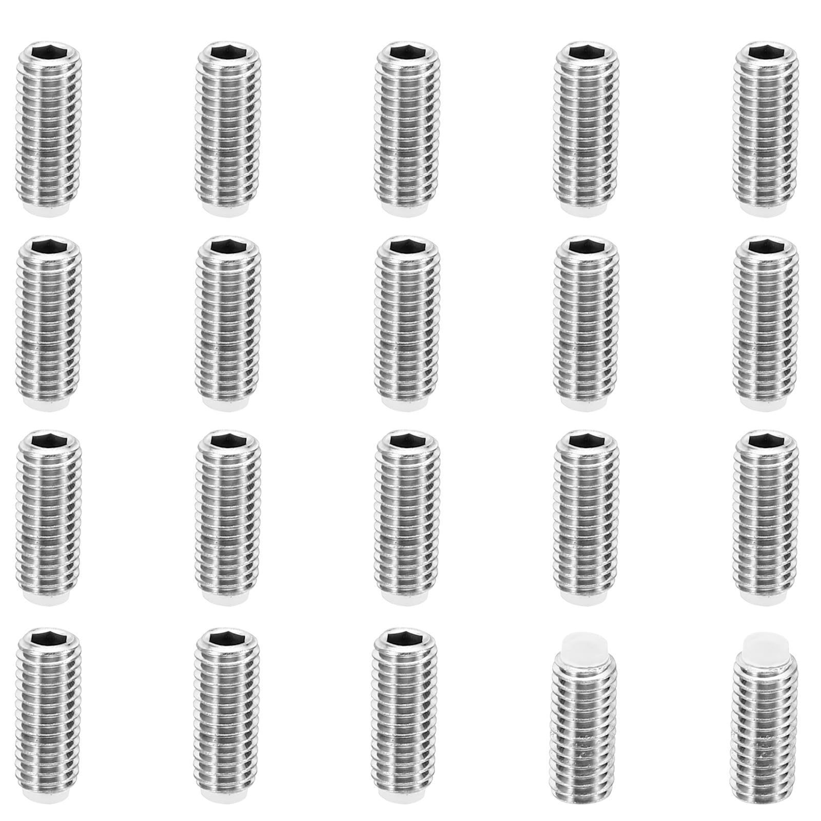 PATIKIL M5x12mm Nylon Tip Grub Screw, 20 Pack Metric Hex Socket Head Cup Point Anti Slip Set Screws Internal Hex Drive Hardware, 304 Stainless Steel