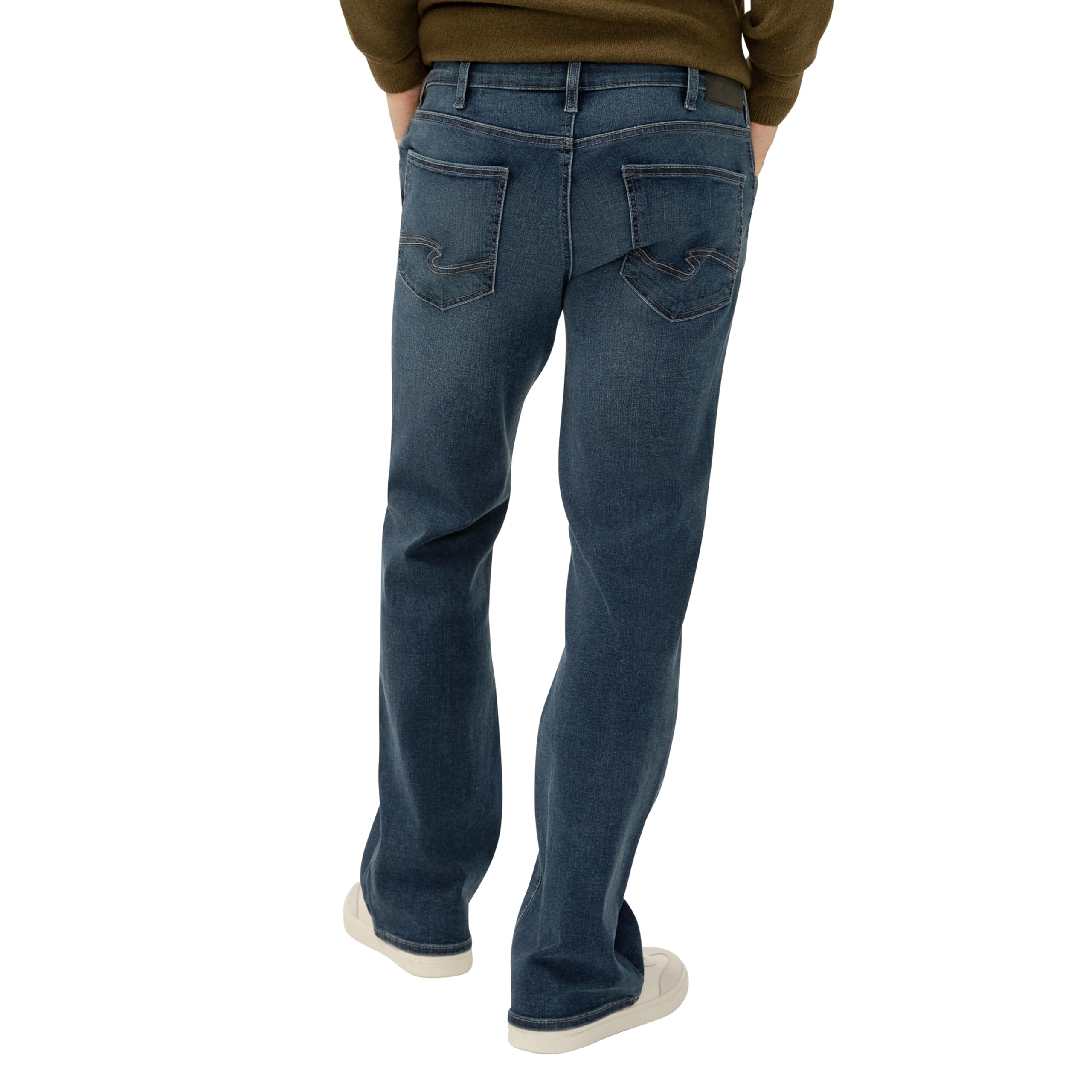 Silver Jeans Co. Men’s Zac Relaxed Fit Straight Leg Jeans, Dark Wash, 44W x 34L