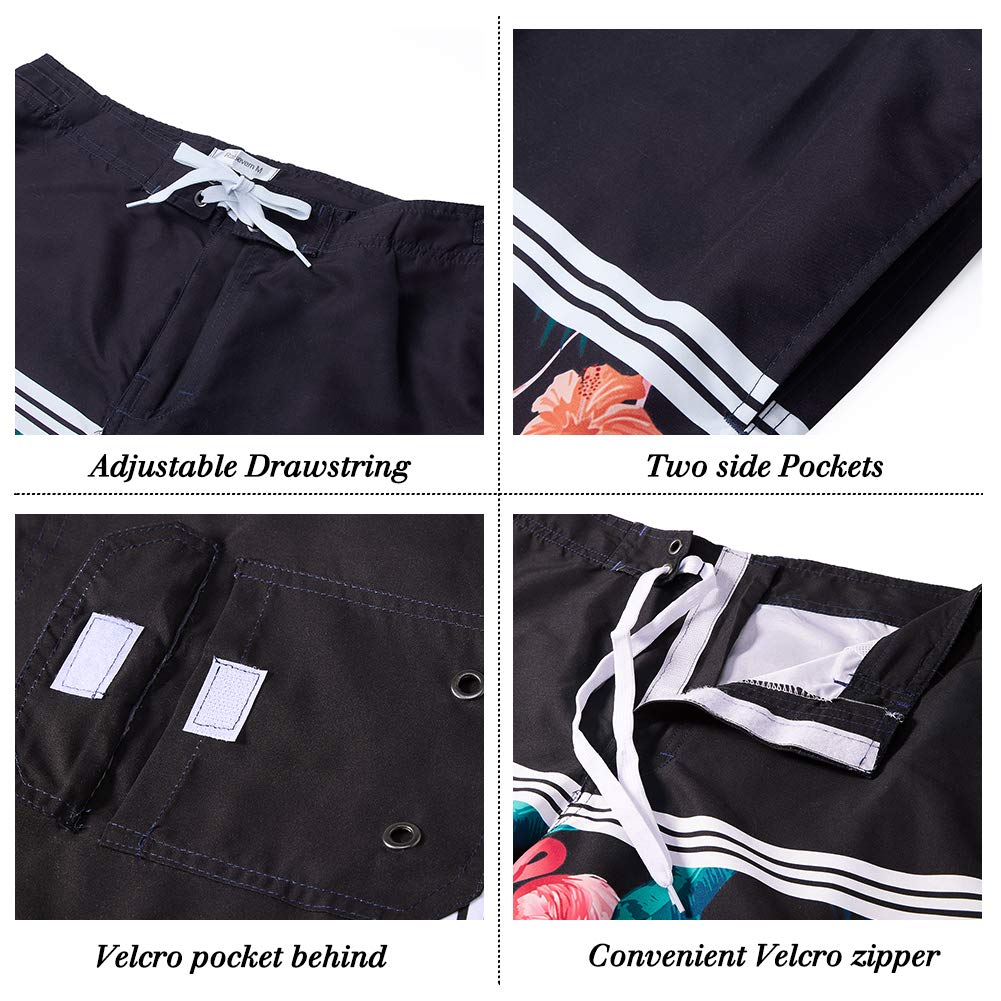 90s Funny Board Shorts 3D Graphic Athletic Pants Brown Flowers Printing Swimming Trunks 22\