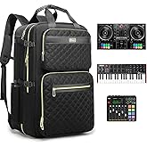 Rabjen DJ Backpack for Club Gigs, DJ Mixer Case Compatible with Pioneer DJ DDJ-REV1, DJ Controller, Novation Launchkey 37 Key Keyboard and More Equipment