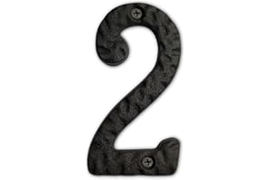 HOMUS House Address Numbers 4 Inch Height - Cast Iron House Number - Rustproof Black Finish - Number 2