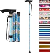supregear Folding Cane Adjustable Walking Stick Blue Floral Lightweight