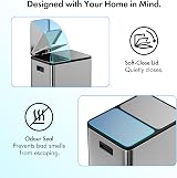 VonHaus 30L Double Kitchen Bin Stainless Steel Two Section Recycling Bin view 4