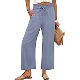 ANRABESS Palazzo Pants for Women Summer Casual Flowy High Waist Wide Leg Capri Pants 2026 Loose Lounge Cropped Beach Trousers