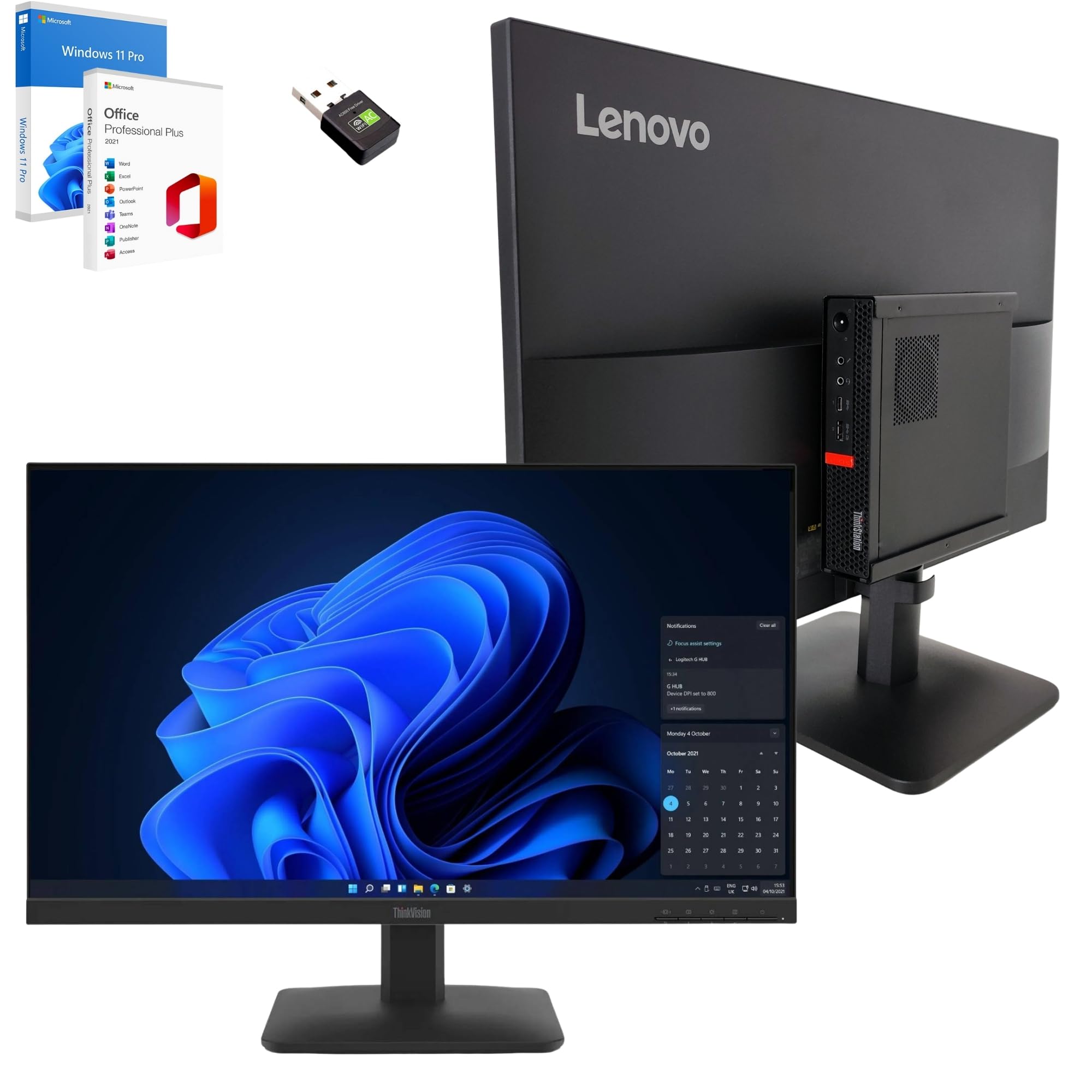 Lenovo Computer Completo Slim 27 pollici i5 8500 16 GB di RAM 1 Tera SSD Win 11 Pro Office 2021 Pro 36 mesi di garanzia -S27