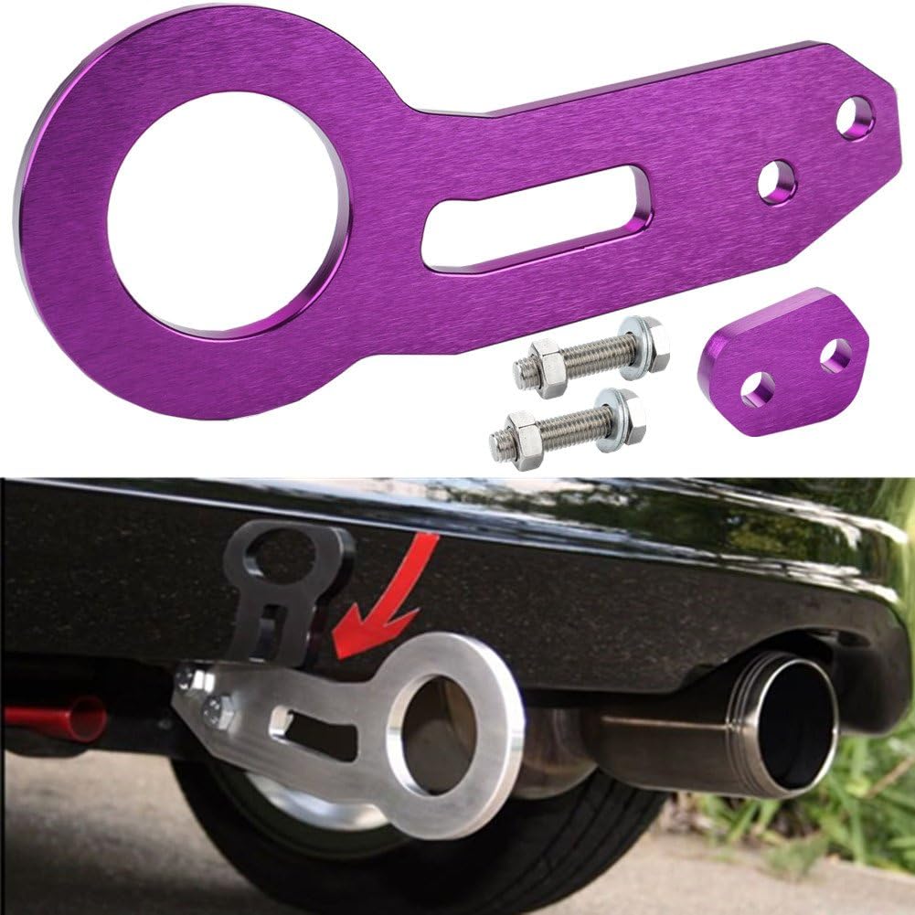 DEWHEL Universal Car Auto Trailer Ring Tow Hook Rear Bumper Towing Anodized Billet
