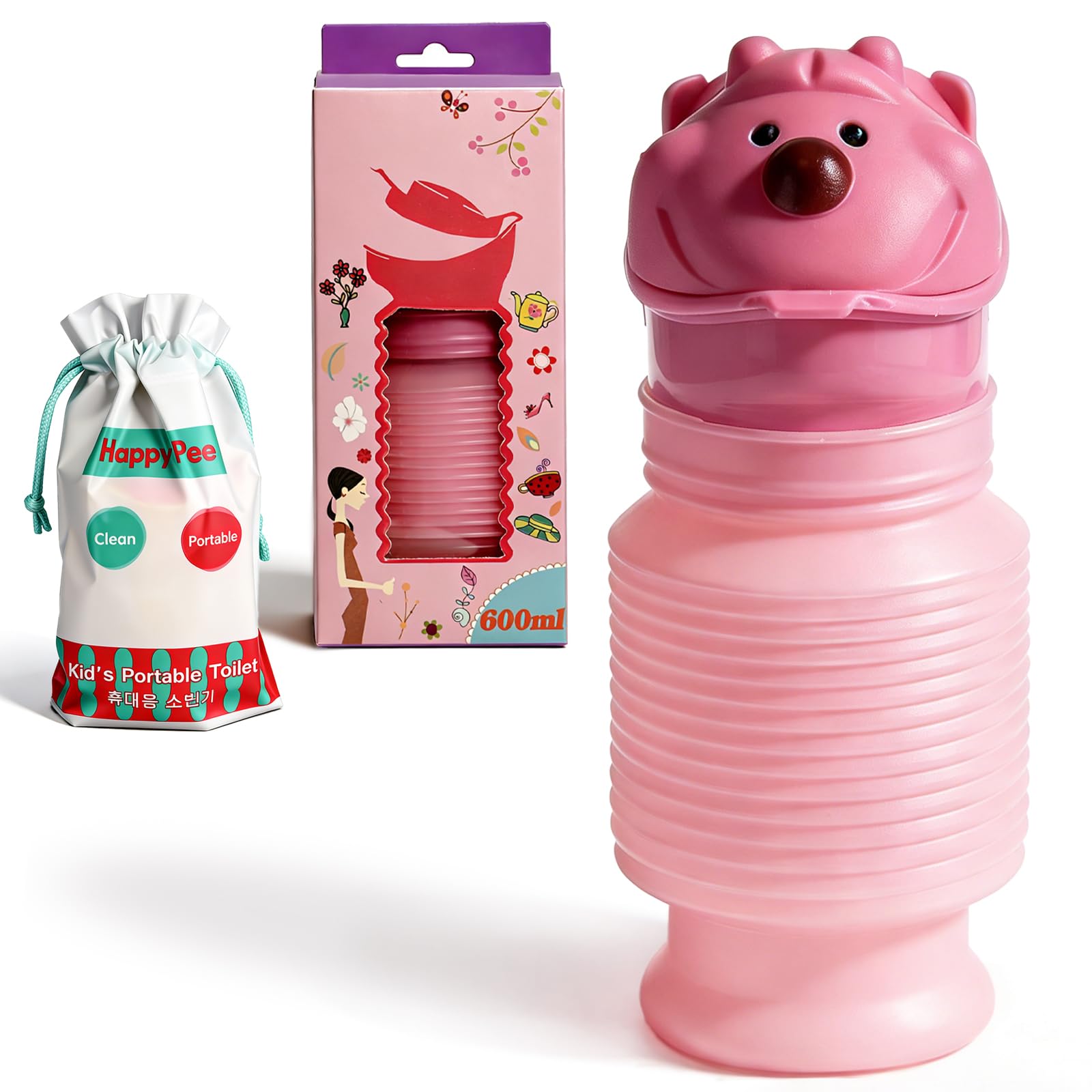 Topcloud Shrinkable Urinal, 600ml Male Female Portable Mobile Toilet Potty Pee Urine Bottle, Reusable Emergency Urinal for Camping Car Travel Traffic Jam and Queuing