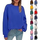 Crew Neck Sweatshirts Women Comfort Fleece Oversized Sweatshirt Plain Pullover Sweatshirts No Hood Long Sleeve Tops