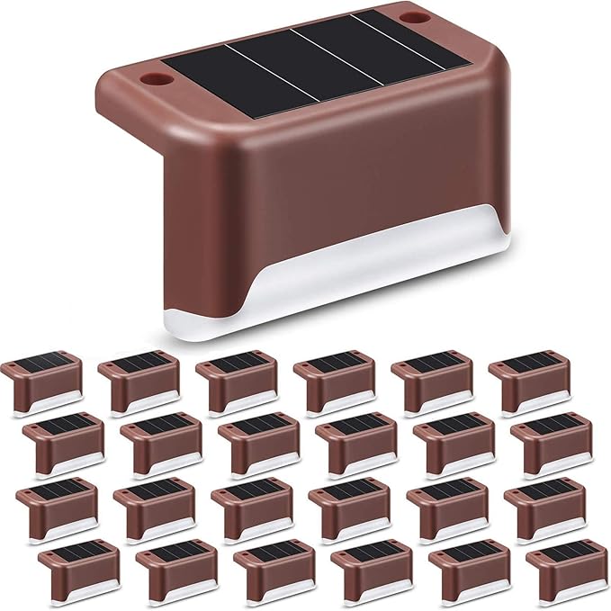 24 Piezas Luces de Cubierta Solar Luz de Paso Solar LED Resistente al