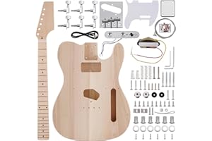 ZEFF DIY Electric Guitar Kit with Basswood Body,6 Strings Electric Guitar Kits W/Maple Neck, Rosewood Fretboard, H-H Pickups, All Accessories Included