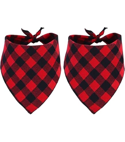 Goodluckpet 3pcs Triangle Bibs Reversible Plaid Printing Dog Kerchief