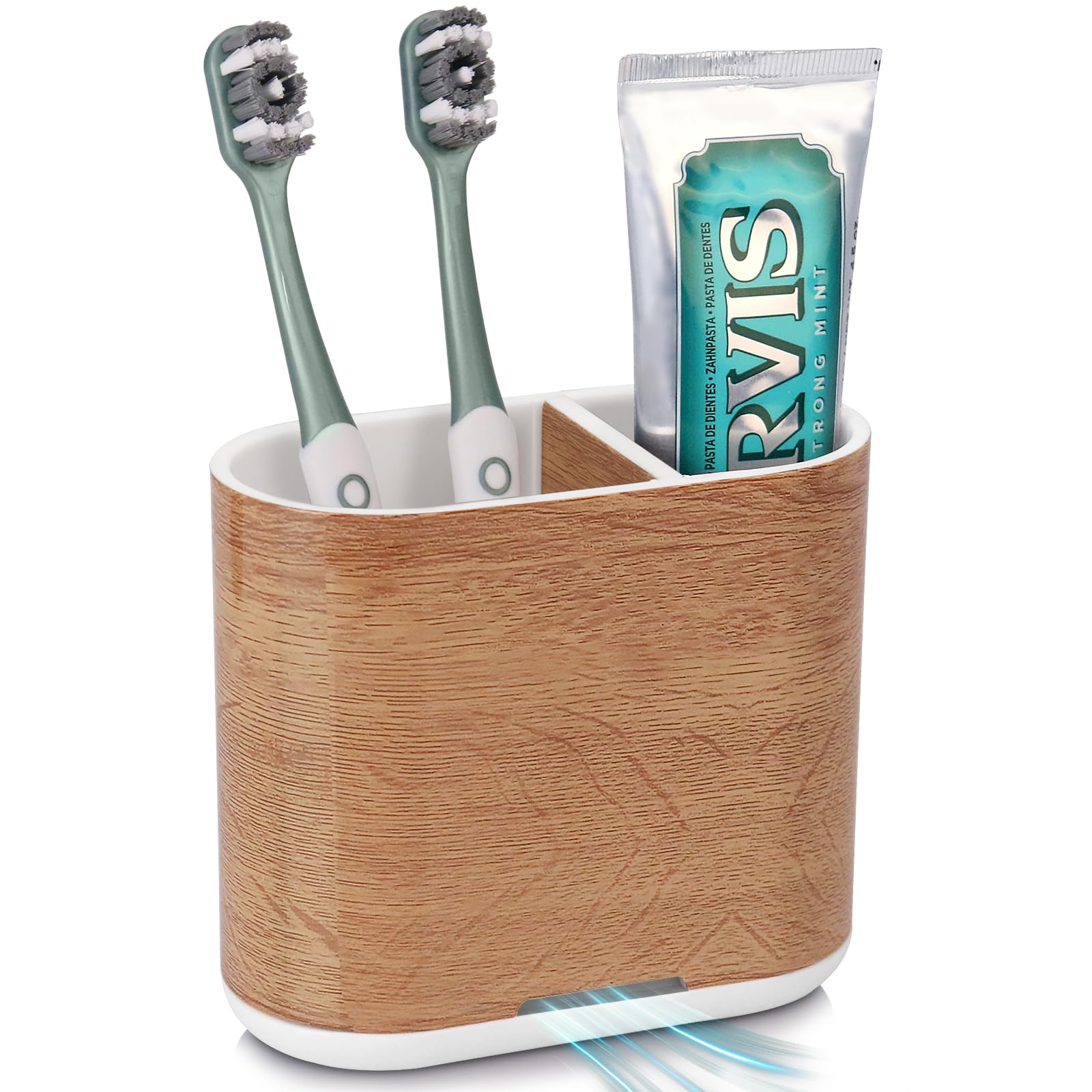 PARKMANI Electric Toothbrush Holders for Bathrooms, Toothbrush and Toothpaste Holder, Detachable Bathroom Toothbrush Caddy With Drainage for Family, Kids (Wood Grain, Medium)