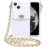Yatchen Wallet Case for iPhone 12 mini,Crossbody Phone Case with Lanyard Strap Cute Flip Credit Card Holder Soft Silicone Girls Lady Handbag Cover for iPhone 12 mini White