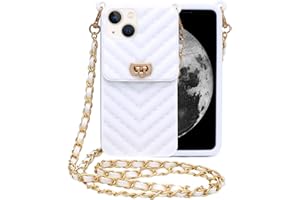 Yatchen for iPhone 12 Pro Max Wallet Case ,Crossbody Phone Case with Lanyard Strap Cute Purse Case Flip Credit Card Holder Soft Silicone Girls Lady Handbag Case for iPhone 12 Pro Max White