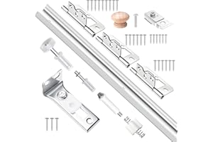 DistancePower 24IN Bi-fold Door Track Kit, 1Kit White Bi-fold Door Hardware kit with Track Closet Door Track Repair Tool Kit Included Full Accessories for Double Door, Folding Door, Accordion Door