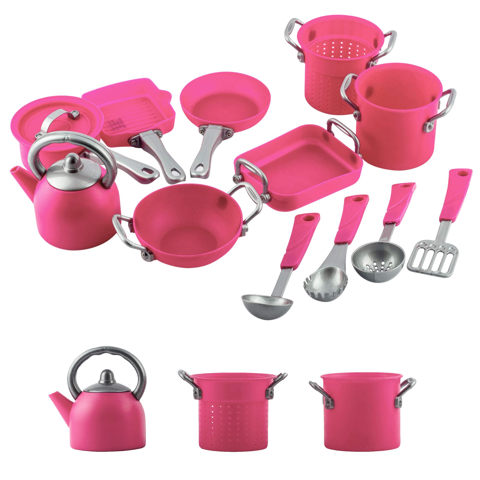 Liberty Imports Deluxe Pink Kitchen Gourmet Cookware Pots and Pans Premium Playset for Girls (13