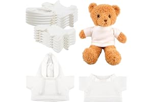 SWAKUTA 12 Pcs Sublimation Bear Clothes Stuffed Bear Toy Clothing Stuffed Animal Blank Tee Shirt White Hoodie for 14-18 Inch Stuffed Bears Dolls DIY (Color Style 1)