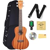 Kala KA-15C Satin Mahogany Concert Ukulele Bundle with Hard Case, Tuner, Strap, Strings, Austin Bazaar Instructional DVD, and Polishing Cloth