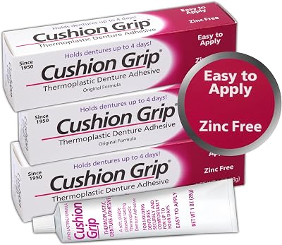 Cushion Grip Thermoplastic Denture Adhesive 1oz 3 Pack Extra Strong Hold