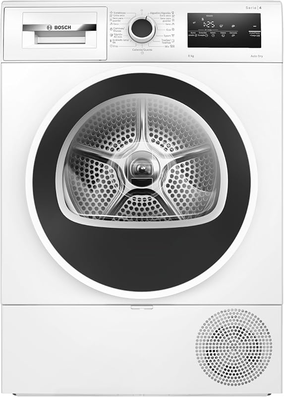 - Secador de bomba de calor, 8 kg, AutoSecagem, Anti-vibração, Branco, WTR83200ES