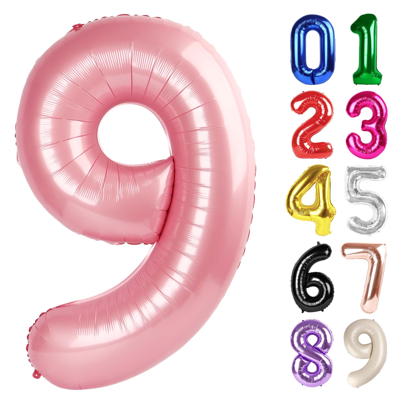 Photo 1 of 9 Balloon - Pearlescent Pink Birthday Number Balloons, 40 Inch Large Foil Balloons for Men Women Boys Girls Pearlescent Pink Themed Birthday Decorations