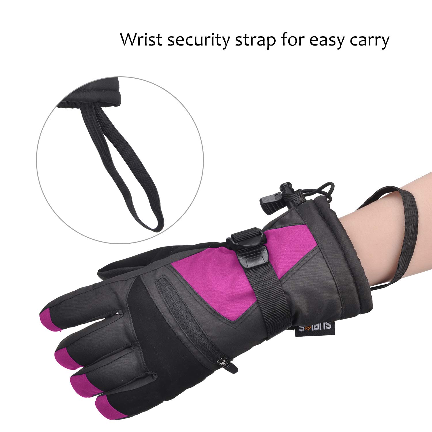 Womens Winter Waterproof Ski Gloves The Warmest 3M Insulation Outdoor Windproof Snowboarding Mittens Pink