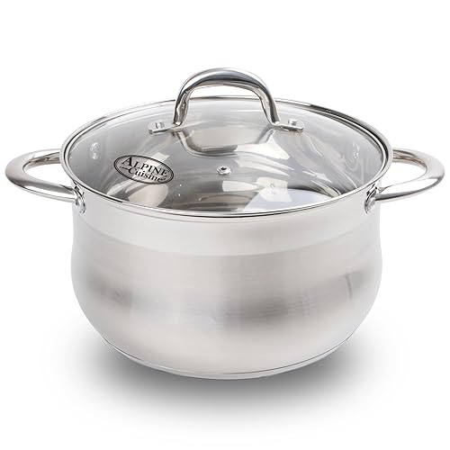 Alpine Cuisine Stainless Steel Dutch Oven Belly Shape Quart