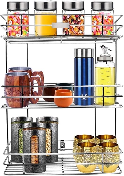 KOUZZINA Stainless Steel Multipurpose Storage Rack/Shelf, 3 Layer
