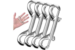 VALUEBARGAIN 4Pcs Snap Hooks, 3.5 in Heavy Duty Metal Clips Double Ended Snap Hooks, Silver Dog Leash Clips for Pet Leash Water Bucket Hook Key Holder Carabiner, Indoor & Outdoor Use