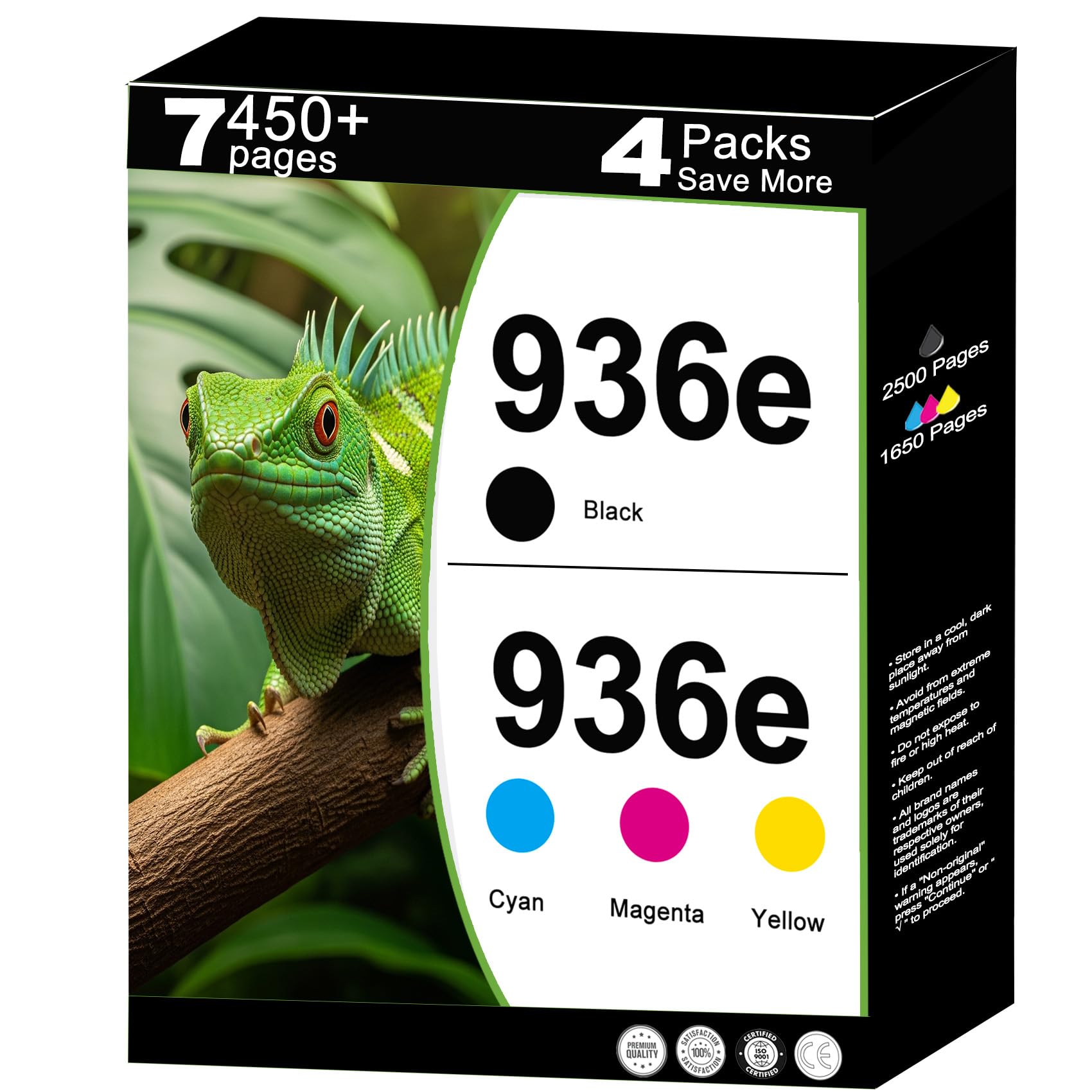 Photo 1 of 936e Ink Cartridges Replacement for HP 936 936XL Combo Pack for OfficeJet 9122e; Pro 9120e 9120 9125e 9125 9128e 9135e 9135 9110b 9120b 9130b 9130; Pro Wide Format 9730e 9730 Printers- KCMY 4-Pack