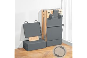 LeisureKing Pilates Reformer Machine, Studio Grade Pilates Equipment for Home Workout, Oak Wood Foldable Pilates Reformer with Reformer Accessories