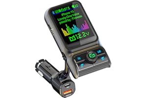 HEKIWAY Bluetooth FM Transmitter for Car, Wireless Car Radio Adapter with 1.8" Color Screen for Hands Free Calls, PD30W/QC3.0 Fast Charging- EQ Sound Music Player,Supports TF/USB and AUX Car Charger