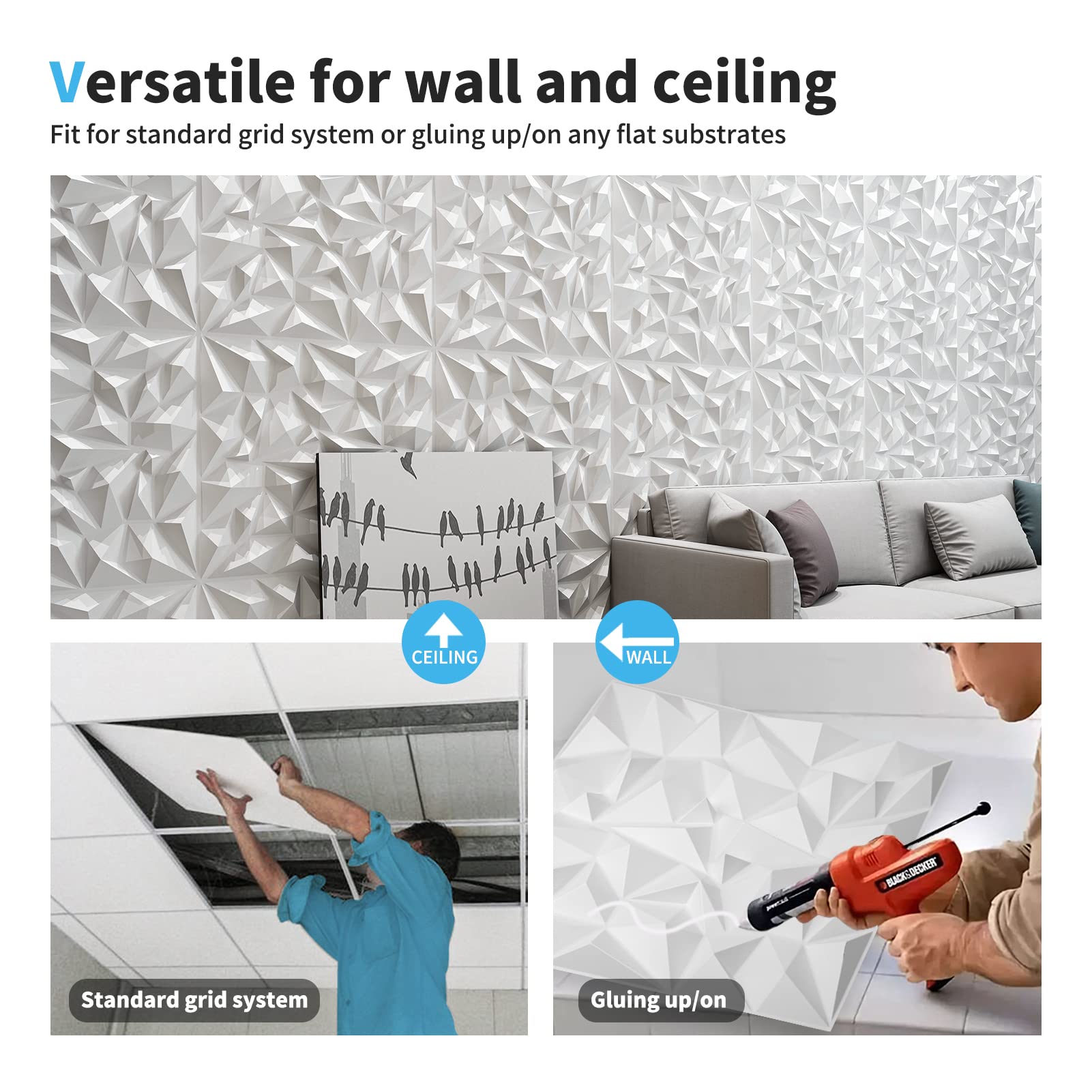 Mua Textures 3D Wall Panels White Diamond Design for Interior Wall ...