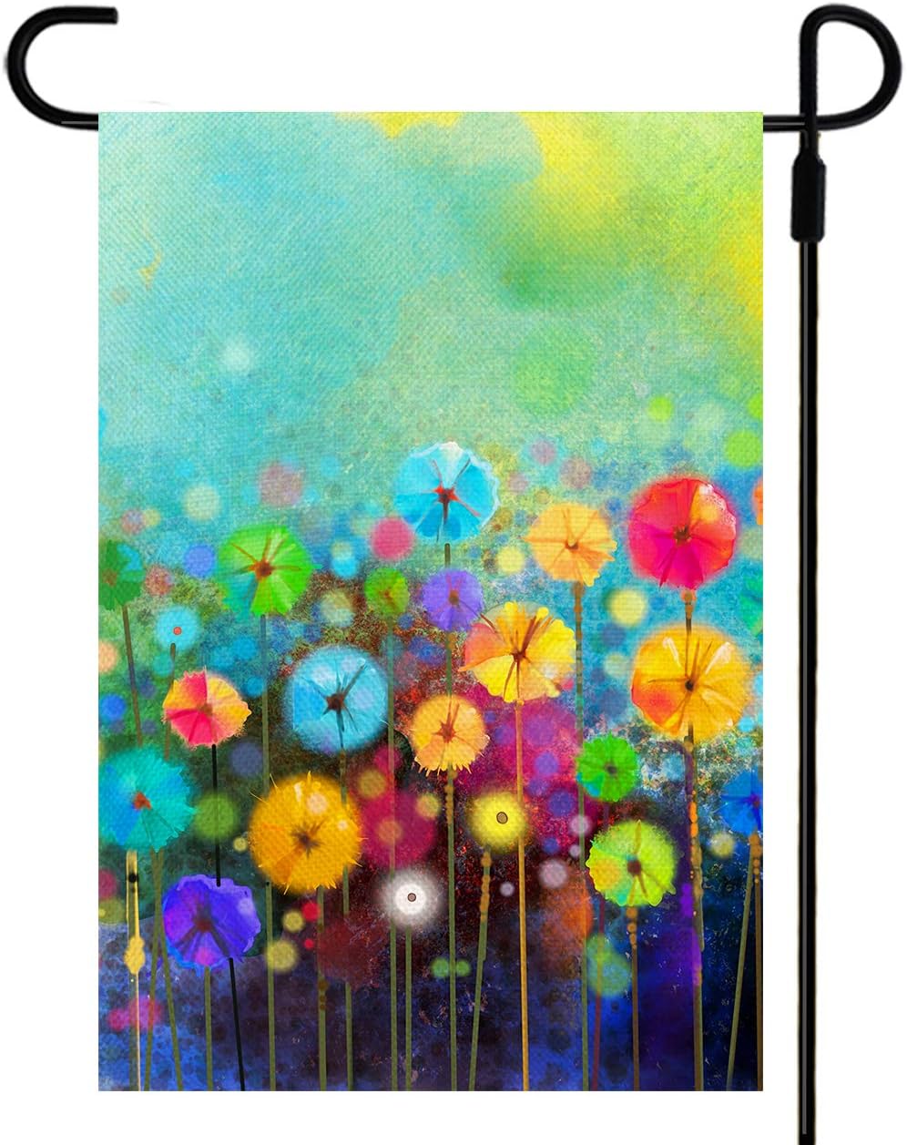 Yileqi Watercolor Abstract Floral Flower Garden Flag Double Sided Painting on Soft Color Flowers Flag, Burlap Small Yard Flag Spring Summer Outdoor Decoration 12.5 x 18 inches