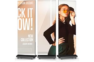 JASZDOT 80" Seamless Splicing LED Display, Foldable Poster Screen with P1.86 Digital Signage Display LED Totem with USB/HDMI/WiFi/Remote