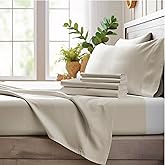 Bamboo Bay 6 Piece King Size Sheet Set, 100% Viscose Made from Bamboo, Breathable, Ultra Soft Cooling Bed Sheets for Hot Sleepers, Beddings with Deep Pockets Fit 16" Mattress, Ivory