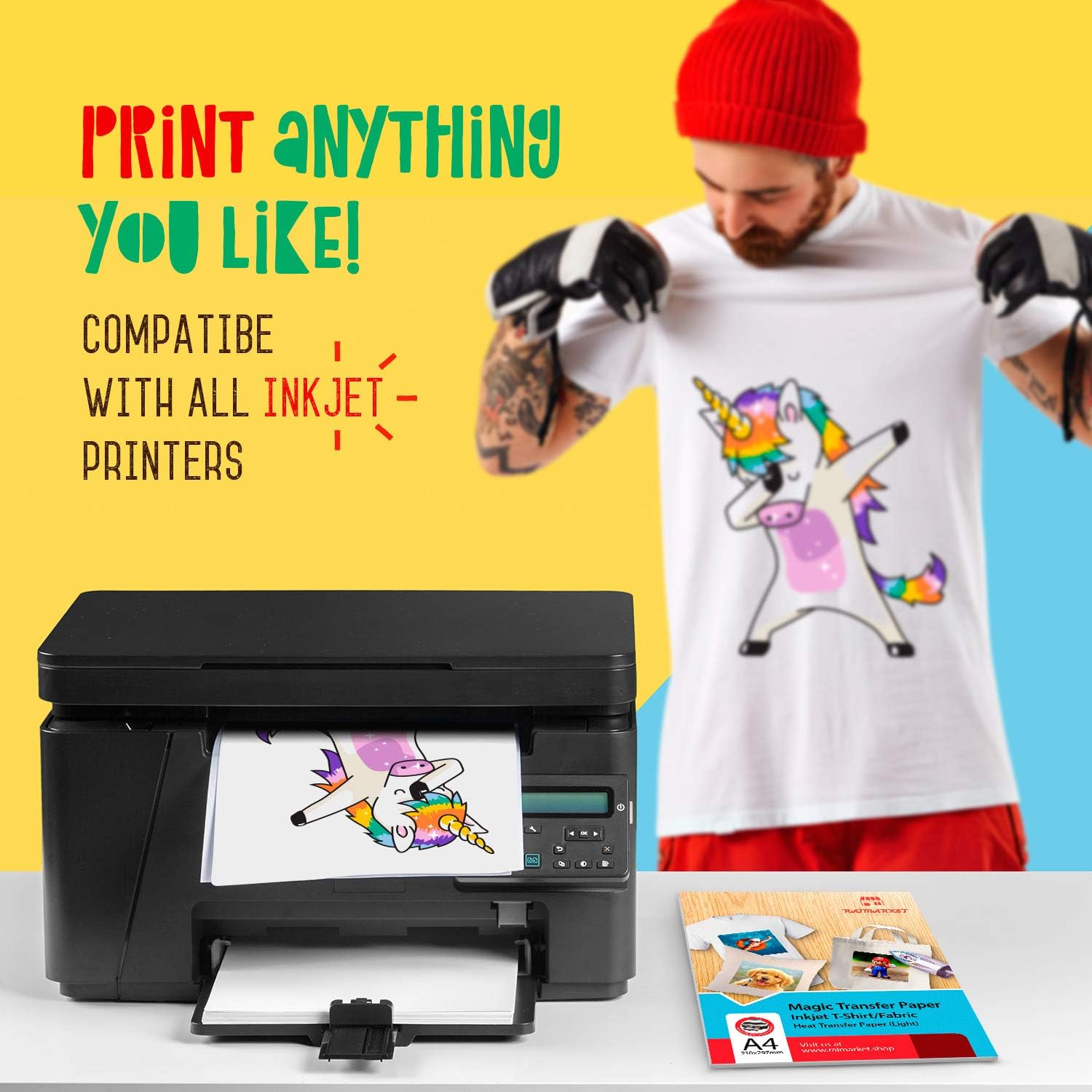 Raimarket Premium Iron on Transfer Paper t-Shirt Printing for Light Fabrics A4 20 Sheets - Image 3