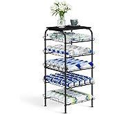 Vrisa 5 Tier Water Bottle Storage Rack Vertical Freestanding Bottled Water Organizer Large Capacity Beverage Drink Soda Can Holder Stand for Kitchen Pantry Home Party Food Storage, Black