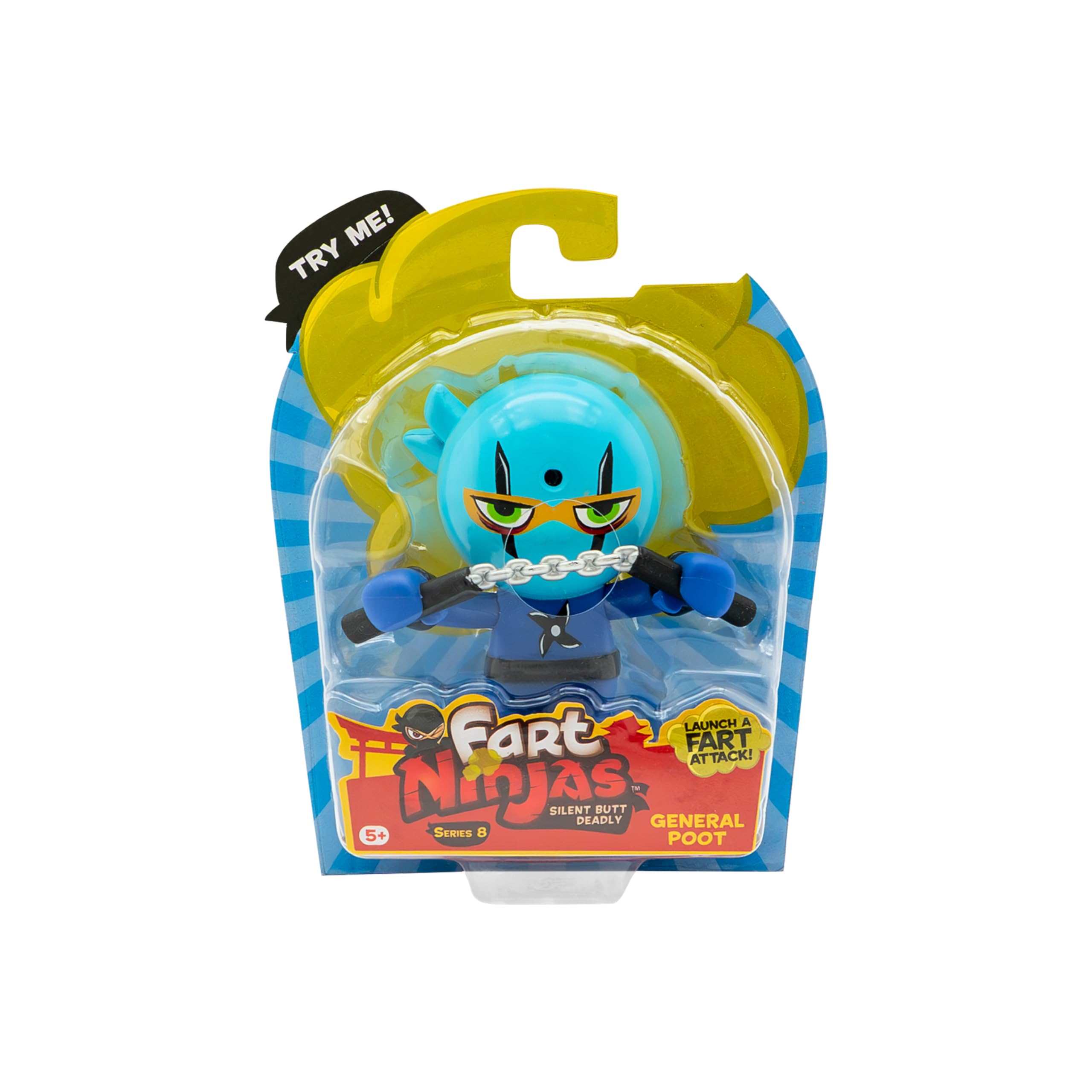 Fart Ninja | General Poot Series 8 Collectible Figures Age 5+ | 10 Hilariously Realistic Fart Sounds | Ages 5+ Gifts & Toys 8 to Collect, Blue