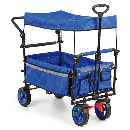 Waldbeck Easy Rider • Bollerwagen mit Dach • Handwagen • bis 70kg belastbar • robuster und pflegeleichter 600D Polyesterbezug
