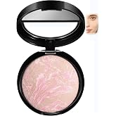 AKARY Baked Powder Foundation, Oil Control Correcting Foundation, Buildable Light to Medium Coverage - Demi-Matte Natural Flawless Finish Smooth Lightweight Setting Powder Palette, 01 Porcelain