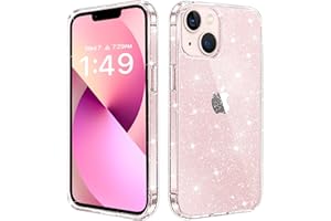 JJGoo Compatible with iPhone 13 Case, Clear Glitter Soft TPU Shockproof Protective Bumper Cover, Sparkle Bling Sparkly Cute Slim Women Girls Phone Case for iPhone 13, 6.1inch